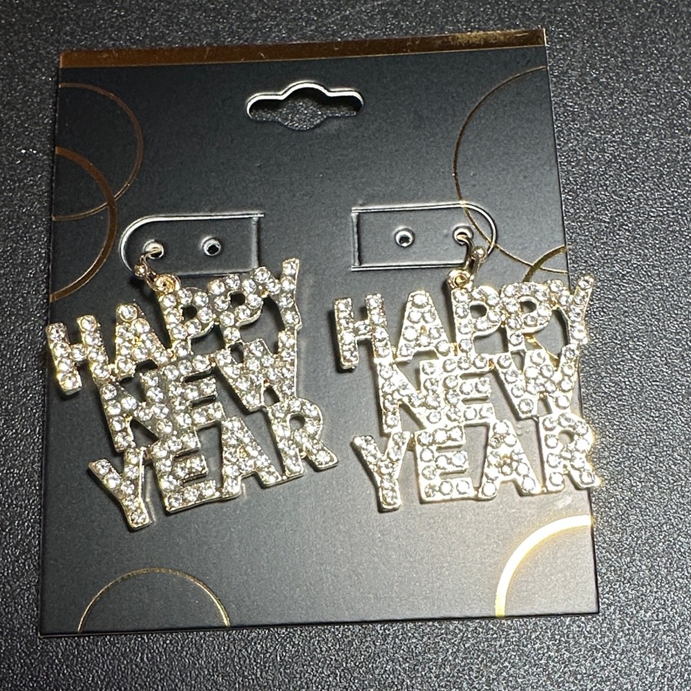 Kohl's Gold and Silver Happy New Year Earrings